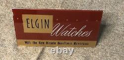 Rare Vintage Elgin Watches Glass Store Display Advertising Watch Sign Burgundy