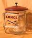 Rare Vintage Advertising Lance Glass Cracker Jar General Store Display 7red Lid