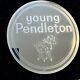 Rare Young Pendleton Round Glass Etched Sign With Lamb 17 Diameter Vintage