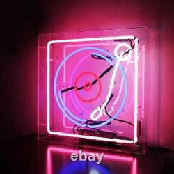 Record Player Box Real Glass Display Pub Neon Light Sign Room Store 14