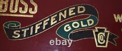 Red Glass Advertising Sign Gold Foil Lettering Jas. Boss Gold Watch Cases