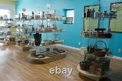 Retail Store Display Glass Shelf 5' Long x 5.5' H x 2.5' 3 Tier Oval shelving