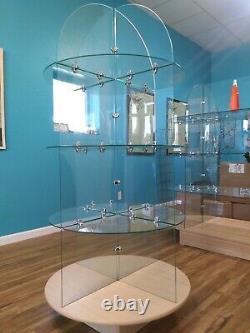 Retail Store Display Shelving 2.5' diameter Round 3 Tier Glass shelf 64 High