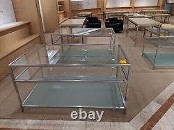 Retail Store Fixture Merchandise Display Glass Table w Shelves 5' x 3' Strong