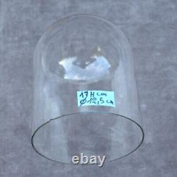 Retro round glass dome 6.69 x 4.92 bell jar 17 x12,5cm cloche handmade interior