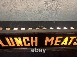 Reverse Painted Glass Store Advertising Sign Light Lunch Meats Lighted Display