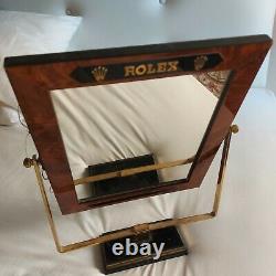 Rolex brown wooden frame, Glass Adjustable Mirror Store Display 9x11 very rare