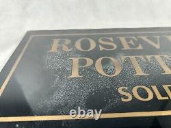 Roseville Pottery Black Glass Sold Here Dealer Advertising Sign Unframed 8x16