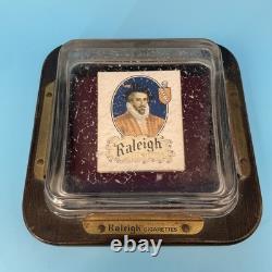SCARCE ORIGINAL BOX, VINTAGE GLASS CHANGE TRAY, RALEIGH CIGARETTES 1920's