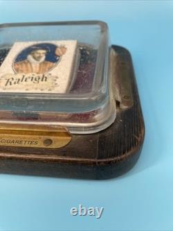 SCARCE ORIGINAL BOX, VINTAGE GLASS CHANGE TRAY, RALEIGH CIGARETTES 1920's