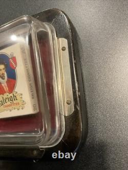 SCARCE ORIGINAL BOX, VINTAGE GLASS CHANGE TRAY, RALEIGH CIGARETTES 1920's