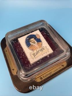 SCARCE ORIGINAL BOX, VINTAGE GLASS CHANGE TRAY, RALEIGH CIGARETTES 1920's