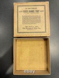 SCARCE ORIGINAL BOX, VINTAGE GLASS CHANGE TRAY, RALEIGH CIGARETTES 1920's