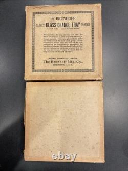 SCARCE ORIGINAL BOX, VINTAGE GLASS CHANGE TRAY, RALEIGH CIGARETTES 1920's