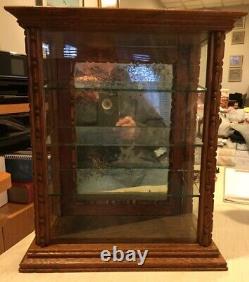 SMALL GUM OAK & GLASS STORE DISPLAY CASE POSSIBLY ADAMS PEPSIN GUM With3 SHELVES