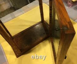 SMALL GUM OAK & GLASS STORE DISPLAY CASE POSSIBLY ADAMS PEPSIN GUM With3 SHELVES