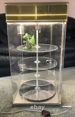 SPOONTIQUES COLLECTIBLE FIGURINE DISPLAY CASE LIGHTS-UP ROTATE SHELF Plexiglass