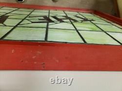 STAINED GLASS WINDOWithDISPLAY/LOGO THE RED STORE Large! 8 Feet by 3.5 Feet