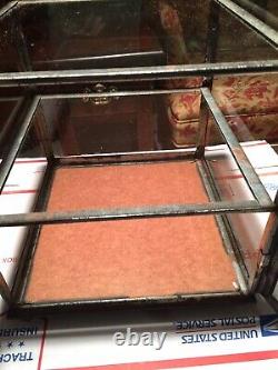 STORE TIN AND GLASS COUNTER TOP PIE SAFE/DISPLAY CASE With3 GLASS SHELVES & MIRROR