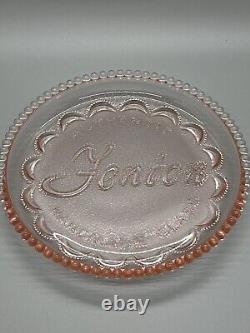 Scarce Fenton Pink Glass Dealer Plate Sign. Vintage. Handmade USA