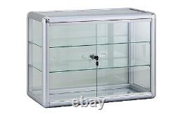 Showcase Glass Displays For Retail Stores Made Of Durable Aluminum Silver Frame