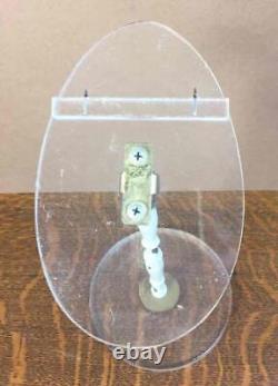 Single Antique Clear Lucite & Brass Pedestal Countertop Shoe Store Display Stand