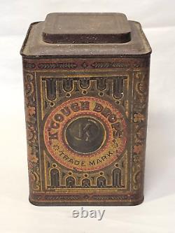 Springfield MA Kibbe Bros COUGH DROPS Store Display TIN Glass Window SOMERS 1879