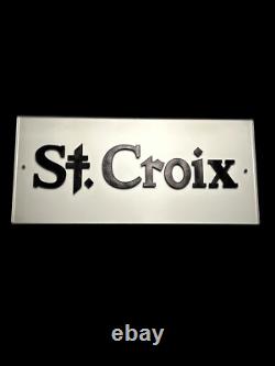 St Croix Store Display Glass Advertising Sign Fishing 25x12 Large