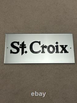St Croix Store Display Glass Advertising Sign Fishing 25x12 Large