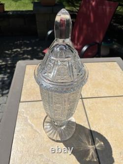 Stunning Vintage Tall Pedestal Countertop Cut Glass Jar Candy Display 8lbs