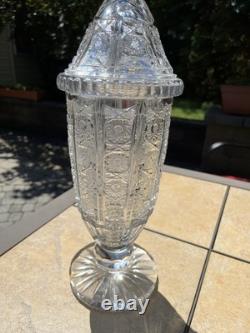 Stunning Vintage Tall Pedestal Countertop Cut Glass Jar Candy Display 8lbs