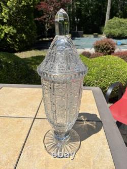 Stunning Vintage Tall Pedestal Countertop Cut Glass Jar Candy Display 8lbs