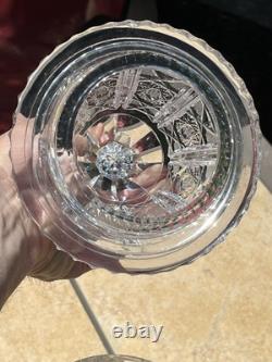 Stunning Vintage Tall Pedestal Countertop Cut Glass Jar Candy Display 8lbs