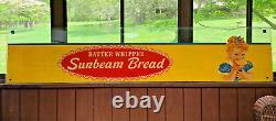 Sunbeam Bread General Store Glass Window Advertising Sign Grocery 1950's Large