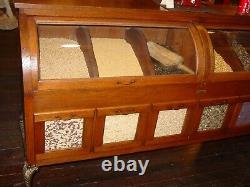 Super antique oak curved glass store grain/seed cabinet-15675