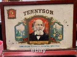 TENNYSON 5c 2 BOX CIGAR STORE TIN & GLASS HUMIDOR COUNTER POP ADV DISPLAY TIN