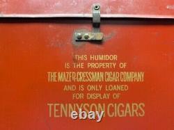 TENNYSON 5c 2 BOX CIGAR STORE TIN & GLASS HUMIDOR COUNTER POP ADV DISPLAY TIN