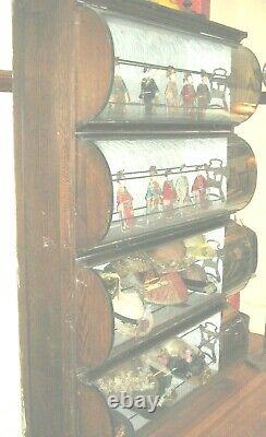 Tall Antique Vtg 1903 Millinary Haberdashery Store Display Cabinet Curved Glass