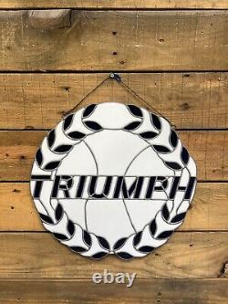 Triumph Motorcycles Vintage Glass Advertising Sign Store Display