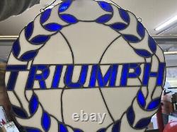 Triumph Motorcycles Vintage Glass Advertising Sign Store Display