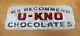 U-kno Chocolates Antique Reverse Glass Sign Reflective Candy Store Display Ad