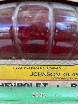 VERY RARE LYNX EYE 1940s AUTOMOTIVE RED GLASS TAIL LAMP LENS STORE DISPLAY