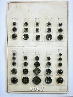 VINTAGE 1940's GERMAN BLACK GLASS BUTTON SALESMAN STORE DISPLAY COLLECTOR'S CARD