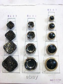 VINTAGE 1940's GERMAN BLACK GLASS BUTTON SALESMAN STORE DISPLAY COLLECTOR'S CARD