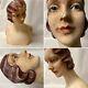 Vintage Antique Lifesize Store Display Deco Female Mannequin Bust With Glass Eyes