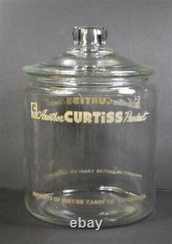 VINTAGE CURTISS CANDY GLASS ADVERTISING JAR with LID PEANUT STORE DISPLAY Chicago