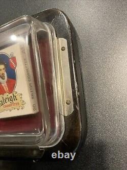 VINTAGE GLASS CHANGE TRAY, ADVERTISING RALEIGH CIGARETTES WithORIGINAL BOX 1920's