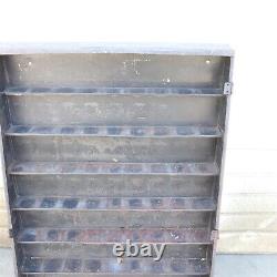 VINTAGE PARTS STORE GLAS JAR METAL DISPLAY RACK WITH DRAWER 46 x 13 x 25 USED