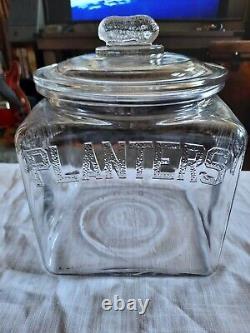 VINTAGE Planters Peanuts Glass Country Store Display Advertising Jar 6 Quart