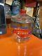Vintage Tom's Toasted Peanuts General Store Glass Display Jar With Lid Red/blue